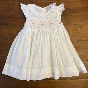 Cecil & Lou Baby Toddler Girls Pink & White Smocked Honeycomb Bow Dress 12M